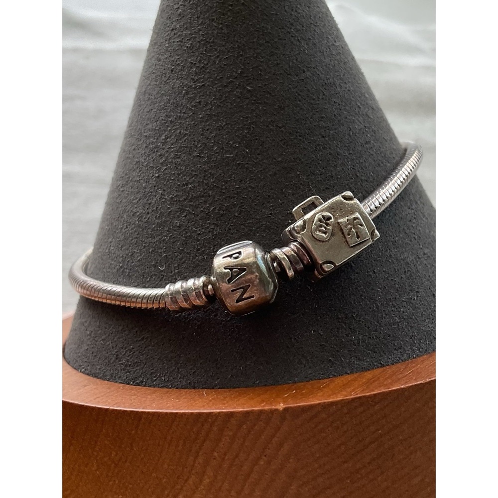 Pandora ALE 925 Sterling Silver Bracelet Travel Suitcase Charm Vintage